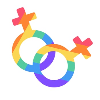 LGBT gender symbol isolated on white background. LGBTQ. Symbol of the LGBT pride community. Rainbow. hand draw illustration vector