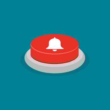 Red bell button. Alert concept. vector