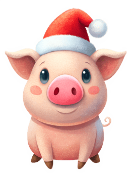 , Cute pig wearing a Santa Claus hat on transparent background png