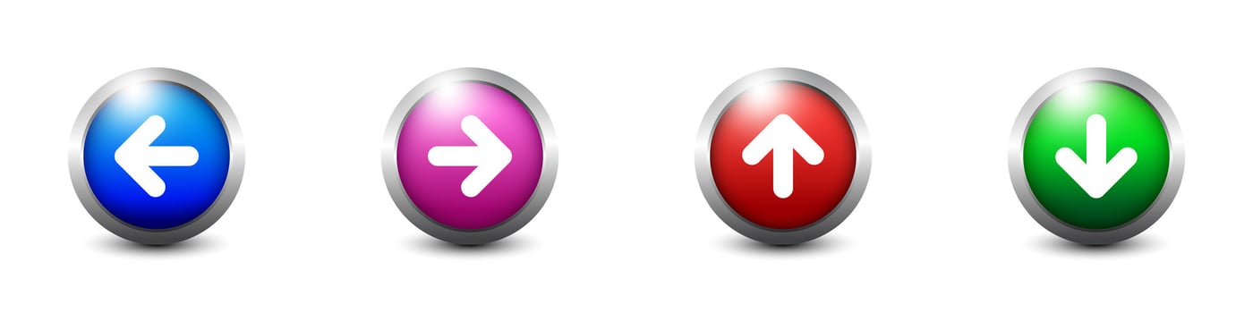 Colorful web button with arrow symbol. Flat vector illustration.