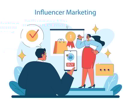 Influencer Marketing concept illustration. Showcases the power of social media vector