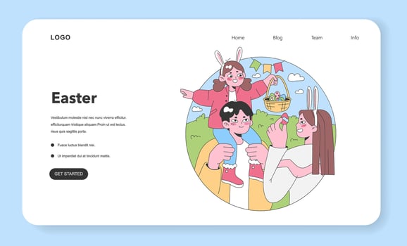 Easter Celebration web or landing. Flat vector illustration
