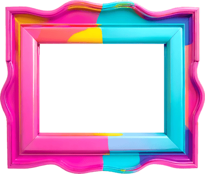 colorful picture frame with a pink and blue background png