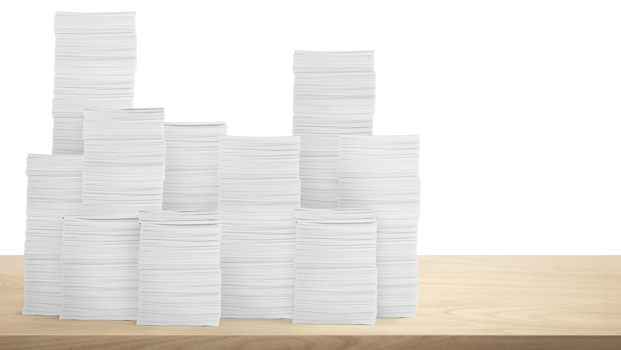 Stack of paper documents on the table Document work in the office Isolated pile PNG transparent