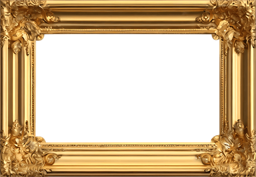 gold picture frame with a transparent background png