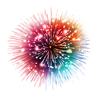AI generated Collection of Colorful Celebration Fireworks Isolated png