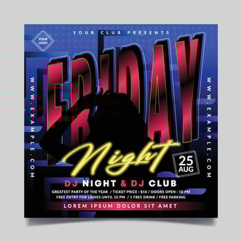 Friday night flyer template with orange and black combination vector