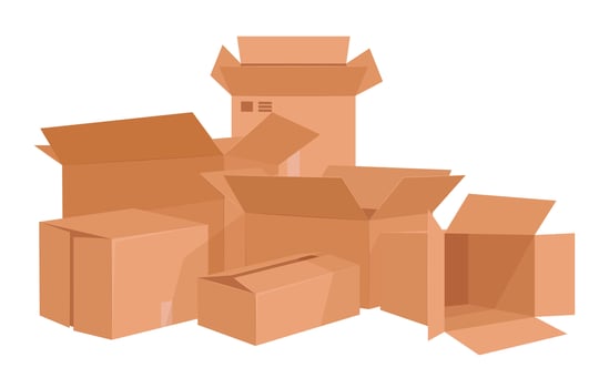 Stacked cargo boxes. Cardboard boxes stack, delivery packages pile, warehouse storage parcels flat vector illustration. Shipping or moving concept