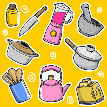 set of kitchen tools vector