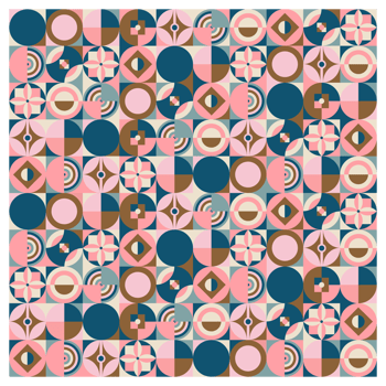Retro Scandi Style Pink And Blue Mid Century Scandinavian Pattern png