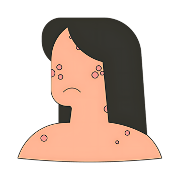 a woman with pimples on her face icon, cartoon style png
