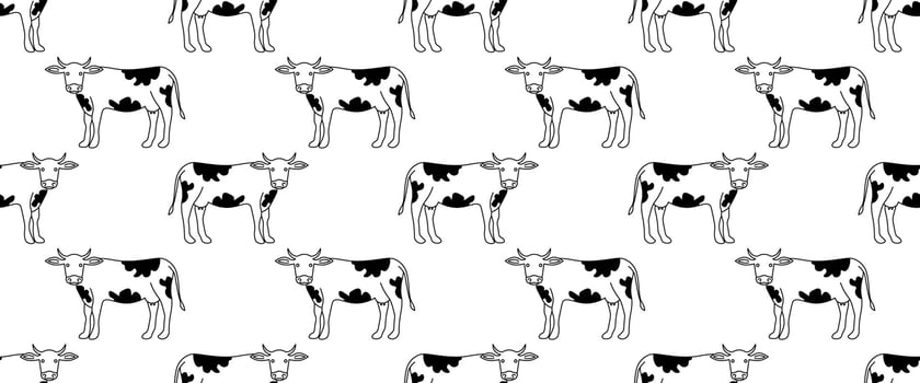 black white cow seamless pattern vector
