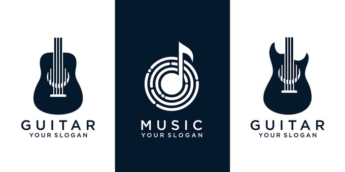 set of Guitar and music Logo Design Template. Vector Illustration