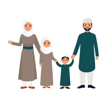 Islam family celebrate Ramadan festival vector