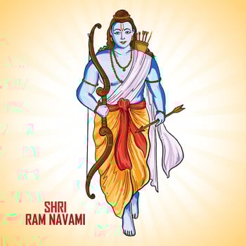 Shri ram navami festival celebration card background vector