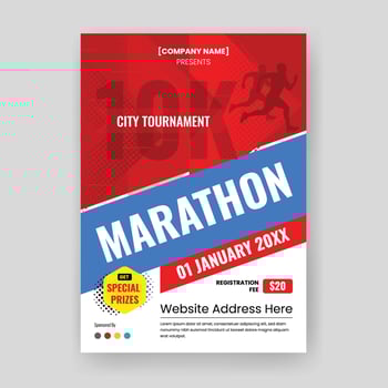 Marathon Flyer Template.  Running Flyer for Sports Event. Abstract Grunge Shapes suitable for Poster, Banner, Brochure, Social Media Posts, Book Cover, Pamphlet, Magazine, etc vector