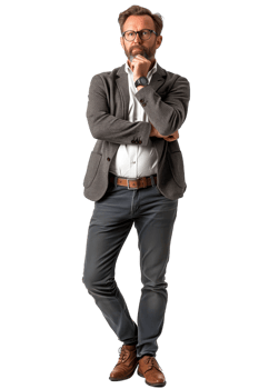 AI generated Full body portrait of Man thinking on isolated on a transparent background png