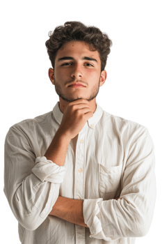 AI generated Man thinking on isolated on a transparent background png
