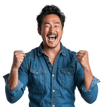 AI generated A Happy Man Celebrating isolated on a transparent background png