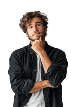 AI generated Man thinking on isolated on a transparent background png
