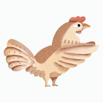 Watercolor chicken. Hand drawn animals. Watercolor illustration of cute rooster. vector