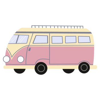 Pink campervan illustration png