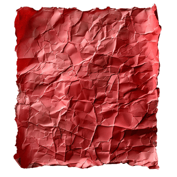 AI generated Red crumpled paper top view PNG. Red old paper texture for overlay PNG. Crinkly old paper isolated png