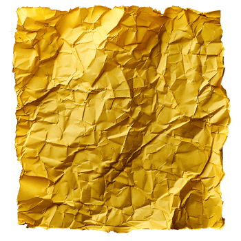 AI generated Yellow crumpled paper top view PNG. Yellow old paper texture for overlay PNG. Crinkly old paper isolated png