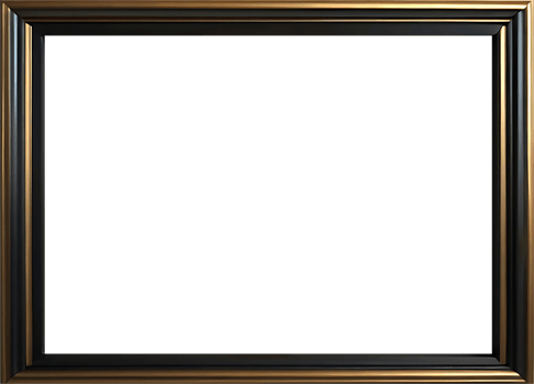gold frame with black border on transparent background png