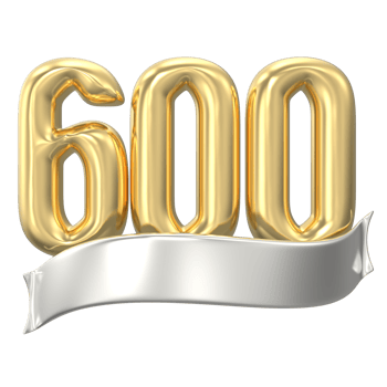 Gold Number 600 Anniversary 3D Render png