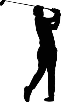 Silhouette of golf player pose illustration in vector