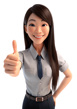 , Business woman in 3d render style gives thumbs up with smiling expression. png