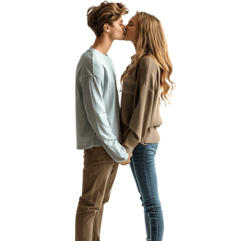 AI generated Young couple kissing on a transparent background png
