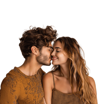 AI generated Romantic couple embracing on transparent background png