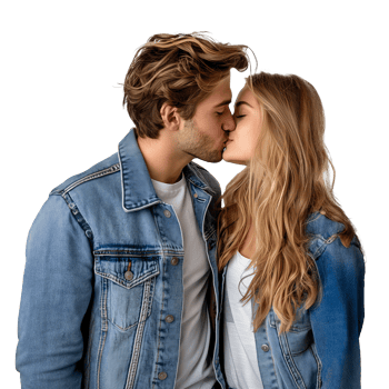 AI generated Young couple with denim clothing on a transparent background png