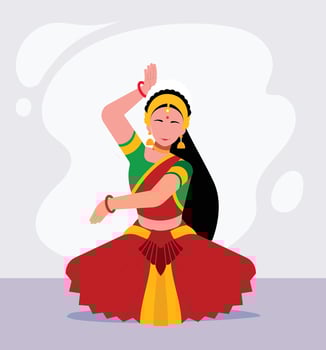 Illustration of Indian classical dancer performing bharatnatyam vector