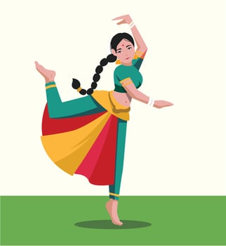 Illustration of Indian classical dancer performing bharatnatyam vector