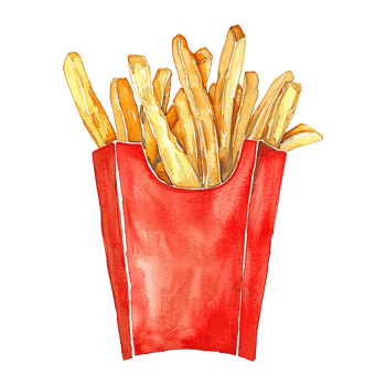 Watercolor French fries isolated on transparent background png