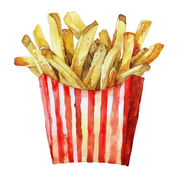 Watercolor French fries isolated on transparent background png