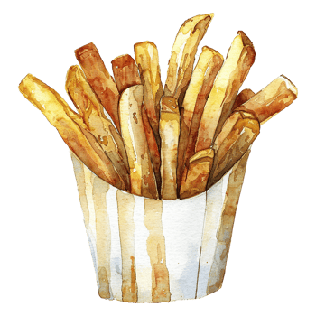 Watercolor French fries isolated on transparent background png