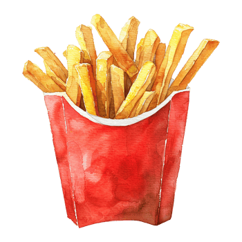 Watercolor French fries isolated on transparent background png