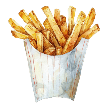 Watercolor French fries isolated on transparent background png