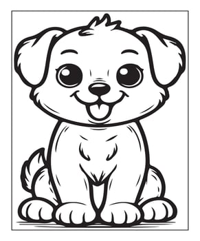 AI generated cute puppy coloring page illustration vector