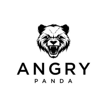 Angry panda logo illustration vector