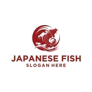 Japanese fish logo illustration vector