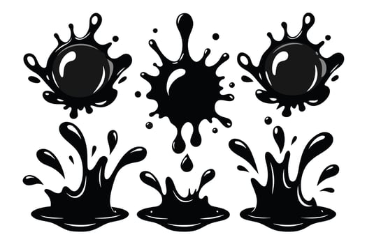 Set of black Splash water vector black set icon. Fresh droplet isolated black set icon. Vector illustration splash water on white background