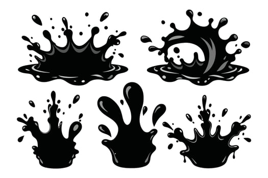 Set of black Splash water vector black set icon. Fresh droplet isolated black set icon. Vector illustration splash water on white background