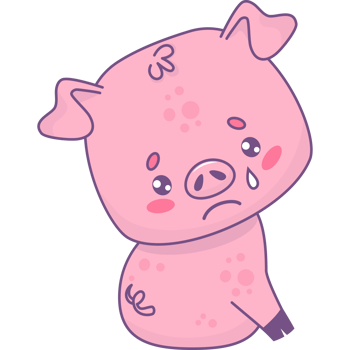 Unhappy sad pig with tear png