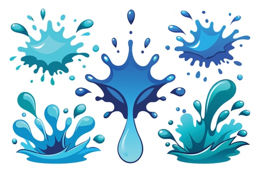 Set of Splash water vector set icon. Fresh droplet isolated black set icon. Vector illustration splash water on white background
