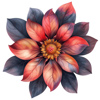 Variety of Top View Flat Flowers Isolated png